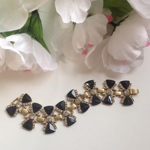 BLACK BOW with CRYSTALS and GOLD PLATED BRACELET